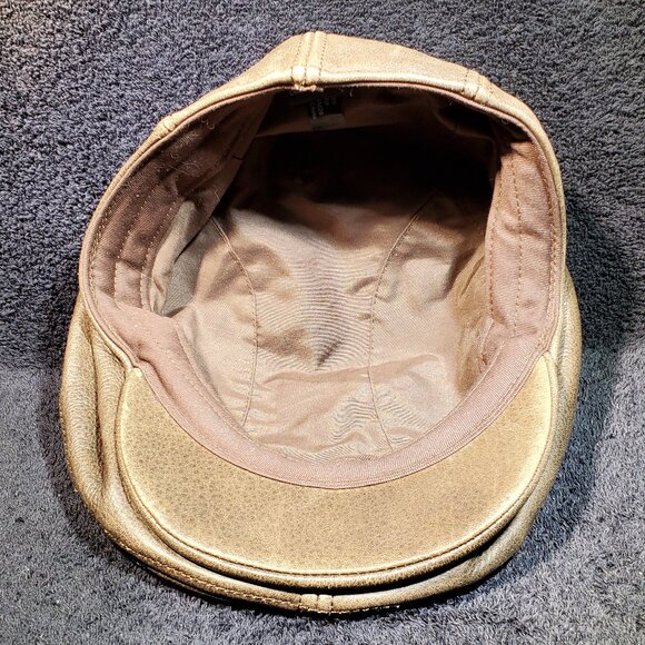 VINTAGE TOP GRAIN LEATHER NEWSPAPER BOY FLAT CAP WITH TWO SNAP BILL OPTION - Picture 5 of 6